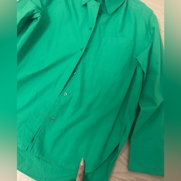 Zara Oversized Poplin Green Shirt - Picture 6 of 7